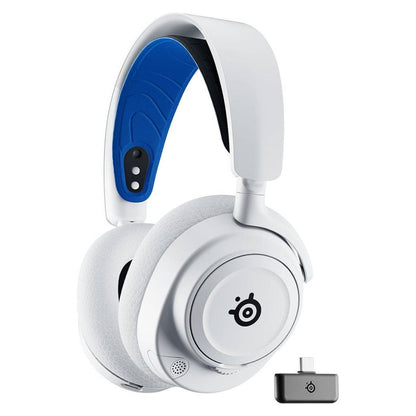 SteelSeries Arctis Nova 7P Wireless Multi-System Gaming & Mobile Headset, Nova Acoustic System, 2.4GHz & Simultaneous Bluetooth, 38Hr Battery, ClearCast Gen2 Mic, PlayStation, PC, White | 61561