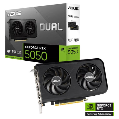 ASUS Dual GeForce RTX 5050 OC Edition Graphics Card – 8GB GDDR6, PCIe 5.0, High-Performance Gaming GPU | Black