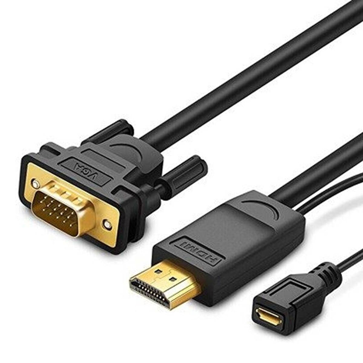 UGREEN 30449 HDMI to VGA Cable | 1920 × 1080P @ 60Hz | Gold-Plated Connector | 1.5m | Black