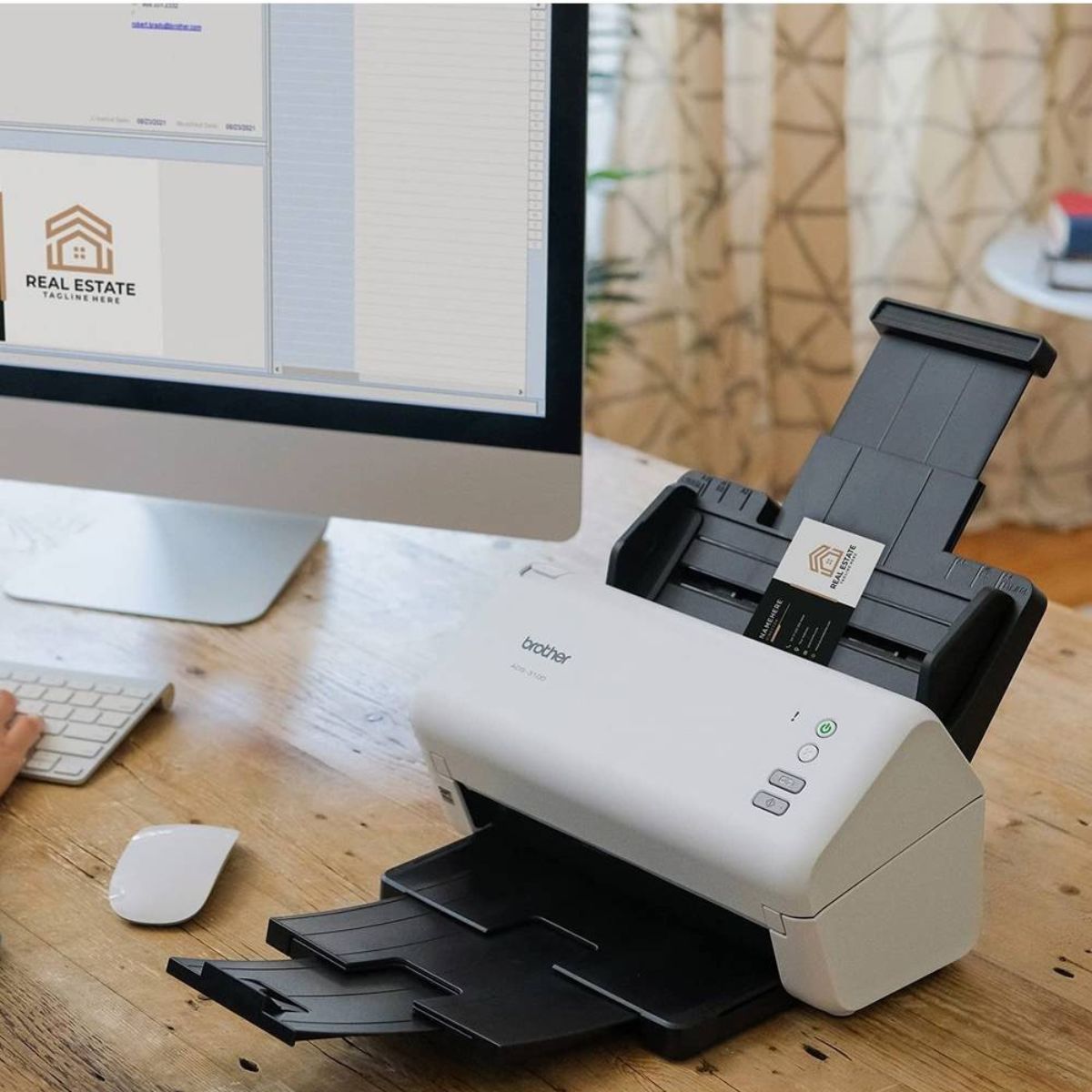 Brother ADS-3100 High-Speed Desktop Color Scanner, 600x600 dpi Optical Scan Resolution, 40ppm Simplex / 80ipm Duplex Scanning, 60-Page ADF, Image/Text Optimization, USB 3.0, White | 5WDE0100173