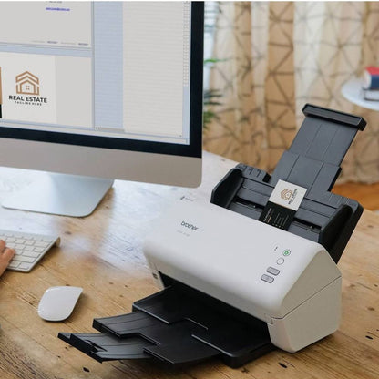 Brother ADS-3100 High-Speed Desktop Color Scanner, 600x600 dpi Optical Scan Resolution, 40ppm Simplex / 80ipm Duplex Scanning, 60-Page ADF, Image/Text Optimization, USB 3.0, White | 5WDE0100173