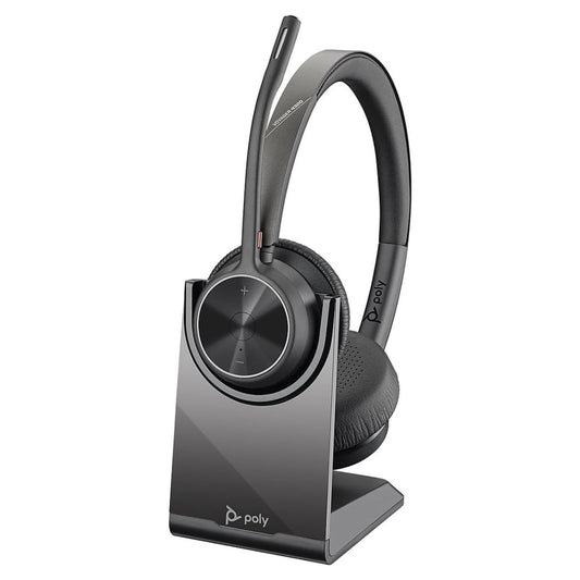 Poly Voyager 4320 UC Wireless Headset with Charge Stand, Bluetooth & USB-C Wireless Adapter, Noise-Canceling Boom Microphone, Microsoft Teams & Zoom Compatible | 218479-01