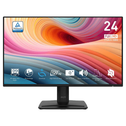 MSI PRO Business Productivity Monitors, 24" IPS Display, FHD Resolution, 120Hz Refresh Rate, 1ms (MPRT) Response Time, MSI Power Link Support, EyesErgo Tech, Black