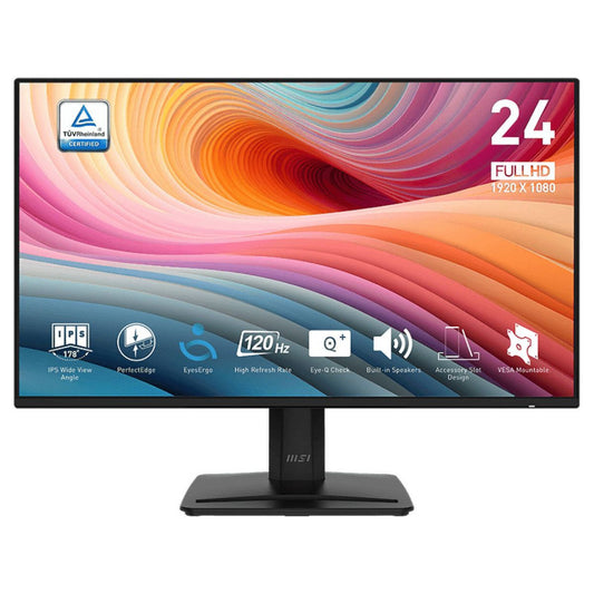 MSI PRO Business Productivity Monitors, 24" IPS Display, FHD Resolution, 120Hz Refresh Rate, 1ms (MPRT) Response Time, MSI Power Link Support, EyesErgo Tech, Black