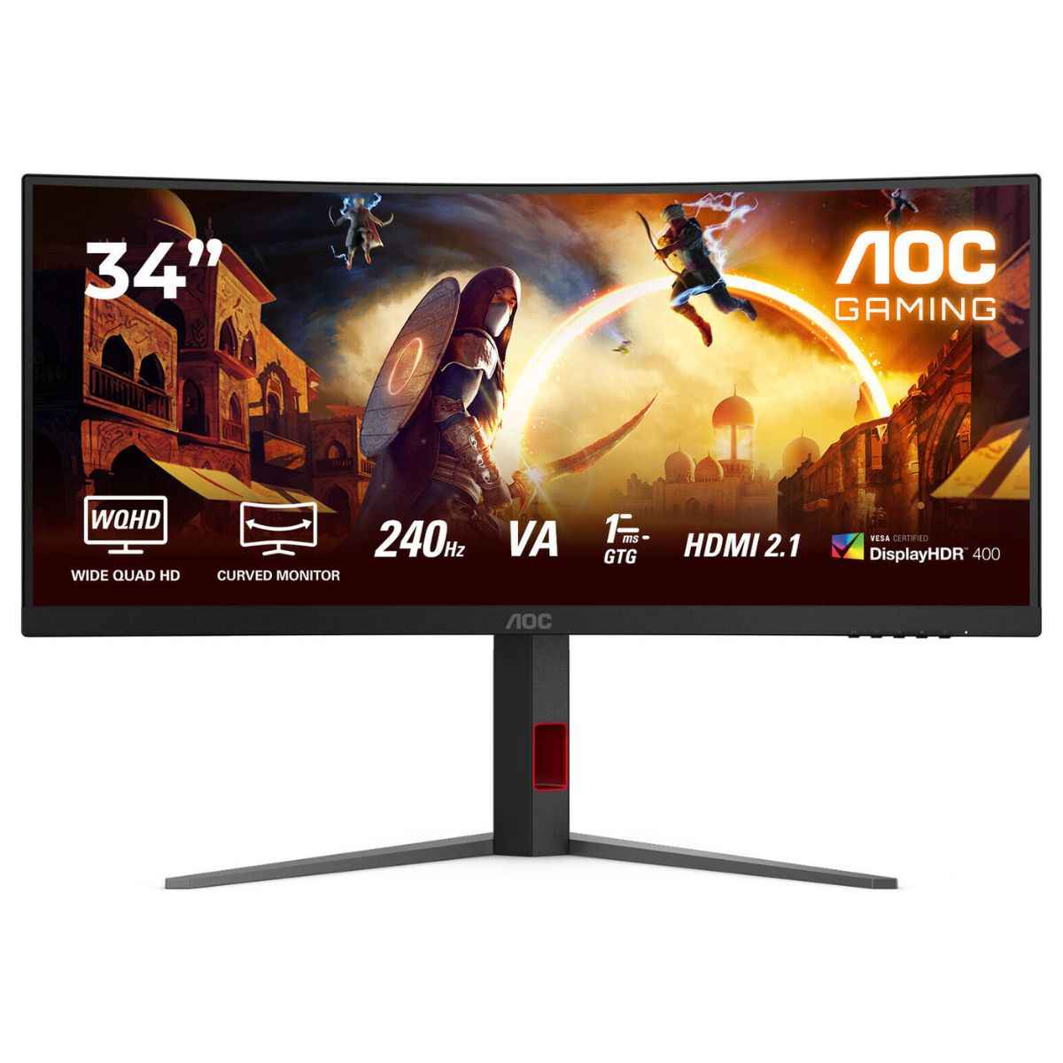 AOC CU34G4Z Curved Gaming Monitor – 34" WQHD Fast VA, 240Hz, 0.3ms, 1500R