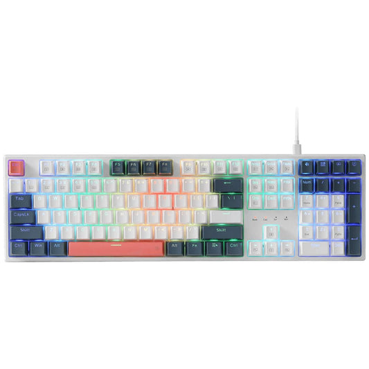 Redragon Trundle K668WBO RGB Full Size Mechanical Gaming Keyboard – 108 Keys, Hot-Swappable Red Switches, RGB, White (English Layout)
