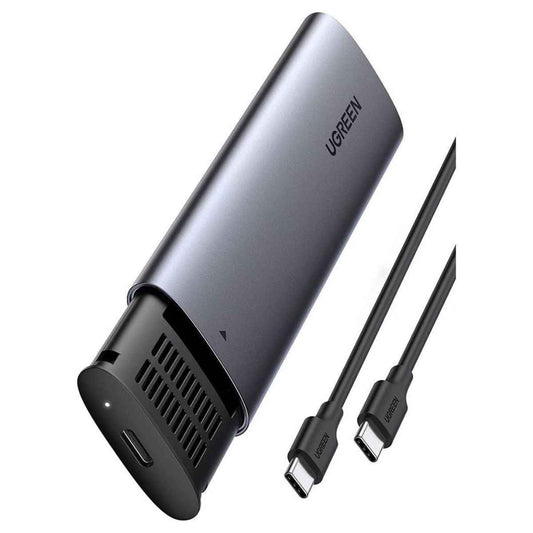 UGREEN M.2 NVMe SSD Enclosure Adapter, USB-C 3.1 Gen 2, 10Gbps, Aluminum External NVMe PCIe M-Key SSD Enclosure, Gray | 10902