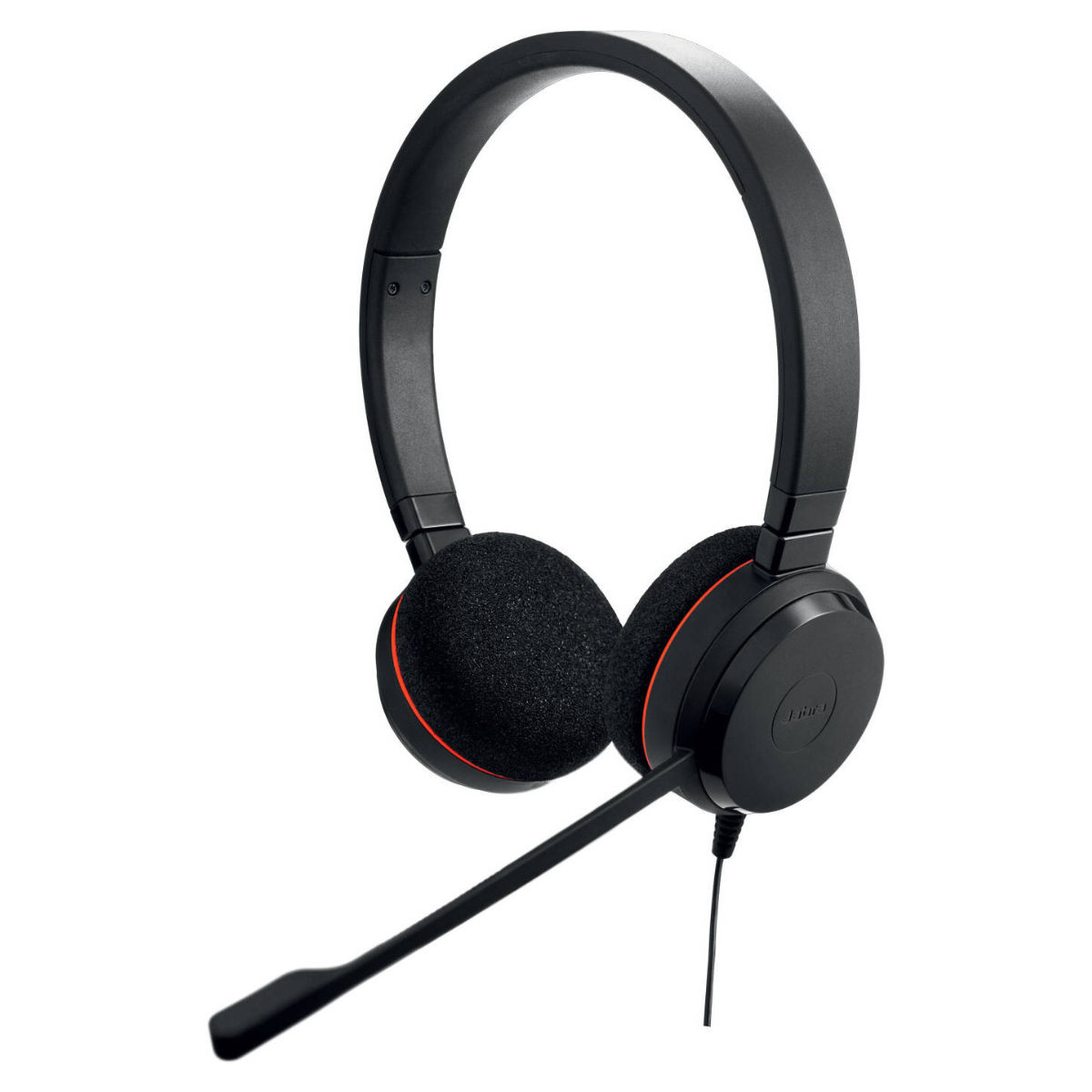 Jabra Evolve 20 MS Stereo Wired Headset, Passive Noise Cancellation, Foam Ear Cushions, In-Cord Volume Control, Adjustable Headband, USB-C / A Connectivity, Black | 4999-823-169