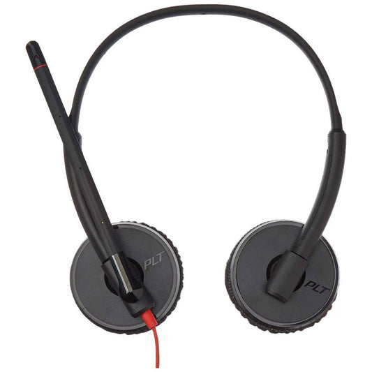 HP Poly Blackwire C3225 Stereo USB-C Headset, Noise-Cancelling Boom Mic, On-Ear Design with SoundGuard, USB-C/3.5mm Compatibility, 270° Rotatable Mic, Black