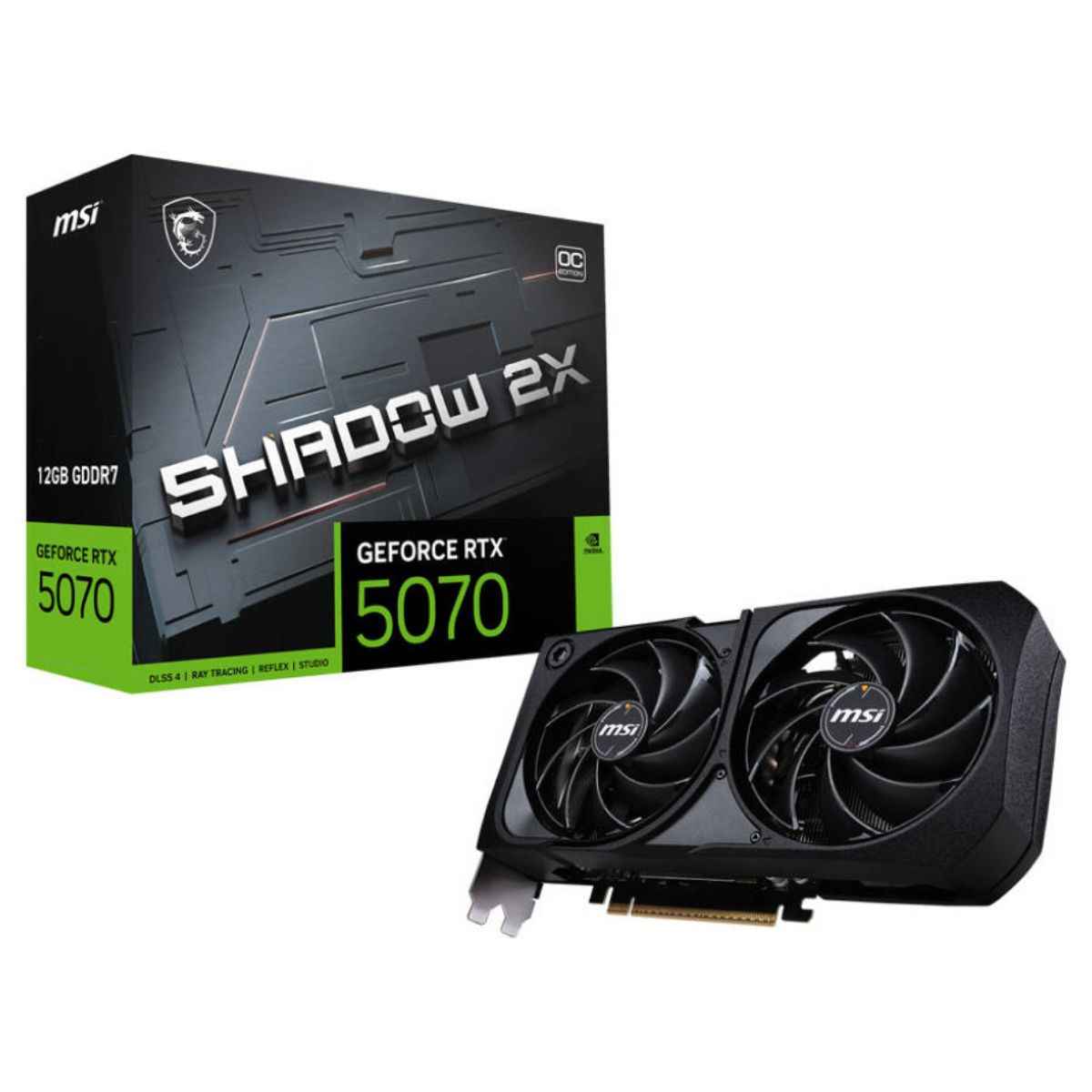 MSI GeForce RTX 5070 12G SHADOW 2X OC Graphics Card, 12GB GDDR7, PCIe 5.0, Dual-Fan Cooling | 912-V532-011