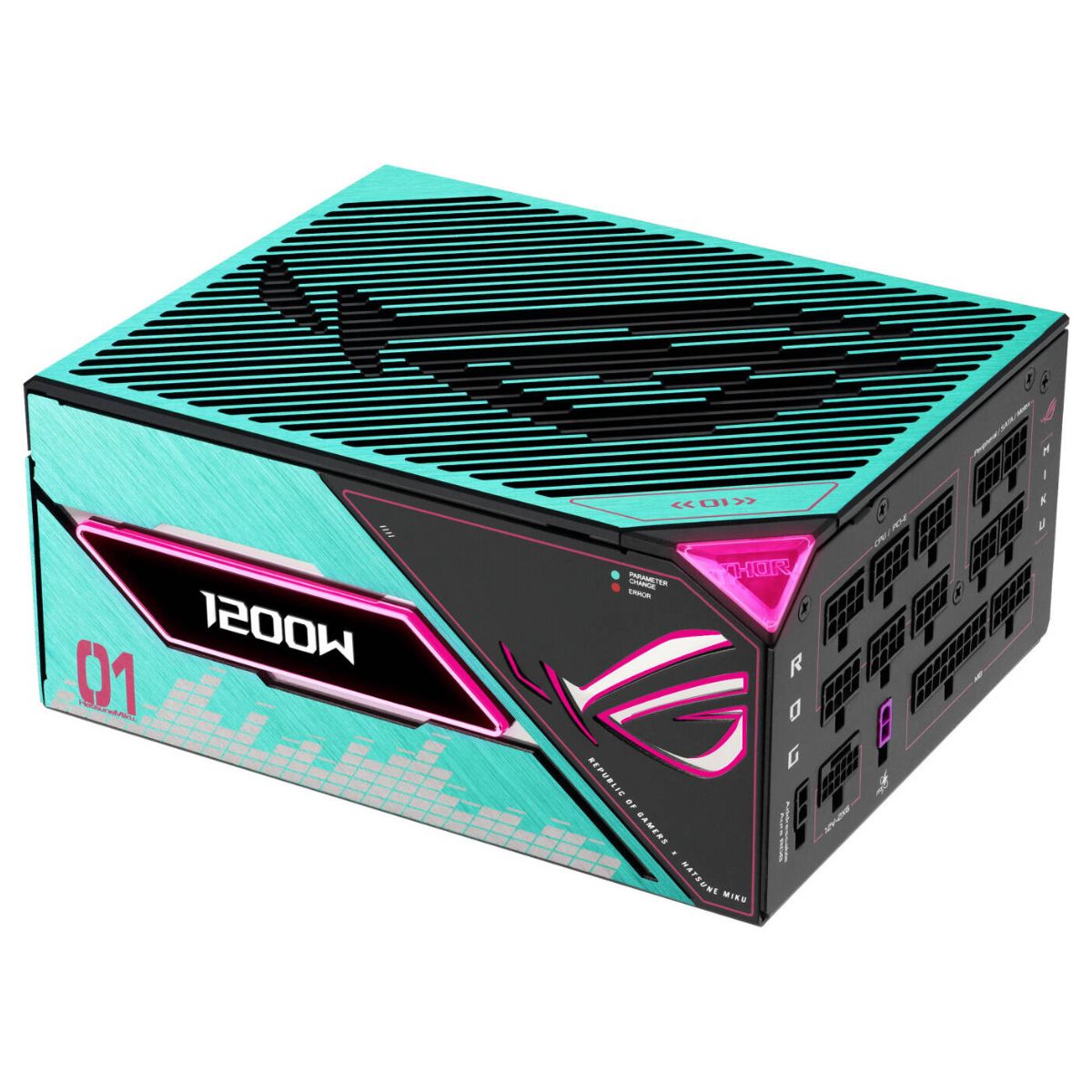 Asus ROG Thor 1200W Platinum III Hatsune Miku Edition Power Supply, 80 PLUS Platinum Efficiency, Active PFC, ATX 3.1 Standard, Cybenetics Lambda A++ Certification