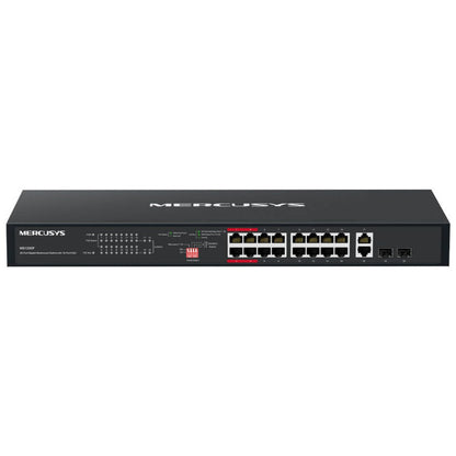 MERCUSYS MS120GP 20-Port Gigabit PoE+ Rackmount Switch | 16 PoE+ Ports | 192W Power Budget | 2 Gigabit RJ45 Ports | 2 SFP Slots | 802.3af/at