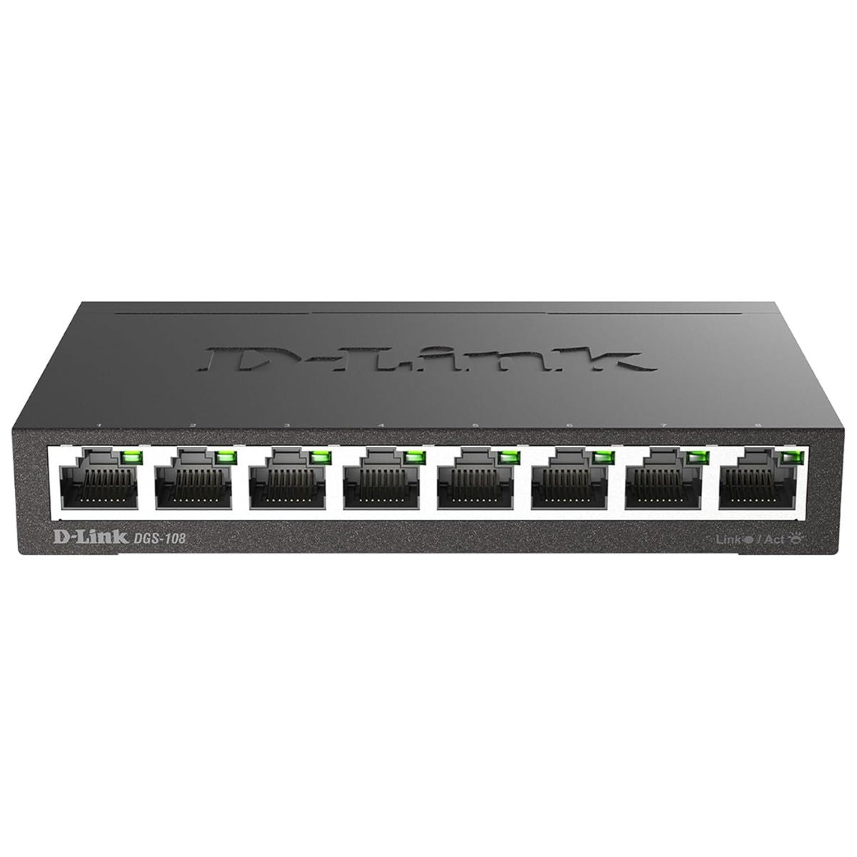 D-Link DGS-108 Unmanaged Switch – 8-Port Gigabit Ethernet, Plug & Play Network Expansion