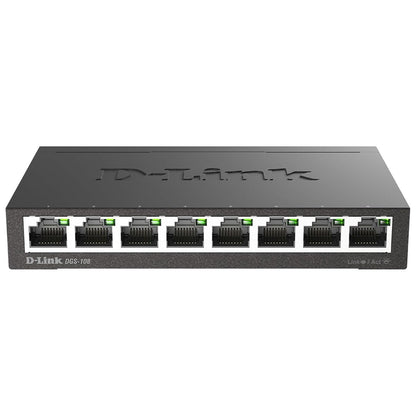 D-Link DGS-108 Unmanaged Switch – 8-Port Gigabit Ethernet, Plug & Play Network Expansion
