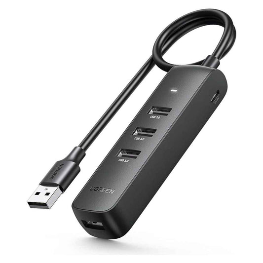 UGREEN USB 3.0 4-Port Hub – 1m Cable, High-Speed Expansion Hub (Black)