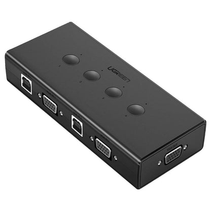 UGREEN 50280 USB KVM Switch Box | 4-in-1 VGA Switch | 1080P | 3-Port USB Hub | Black