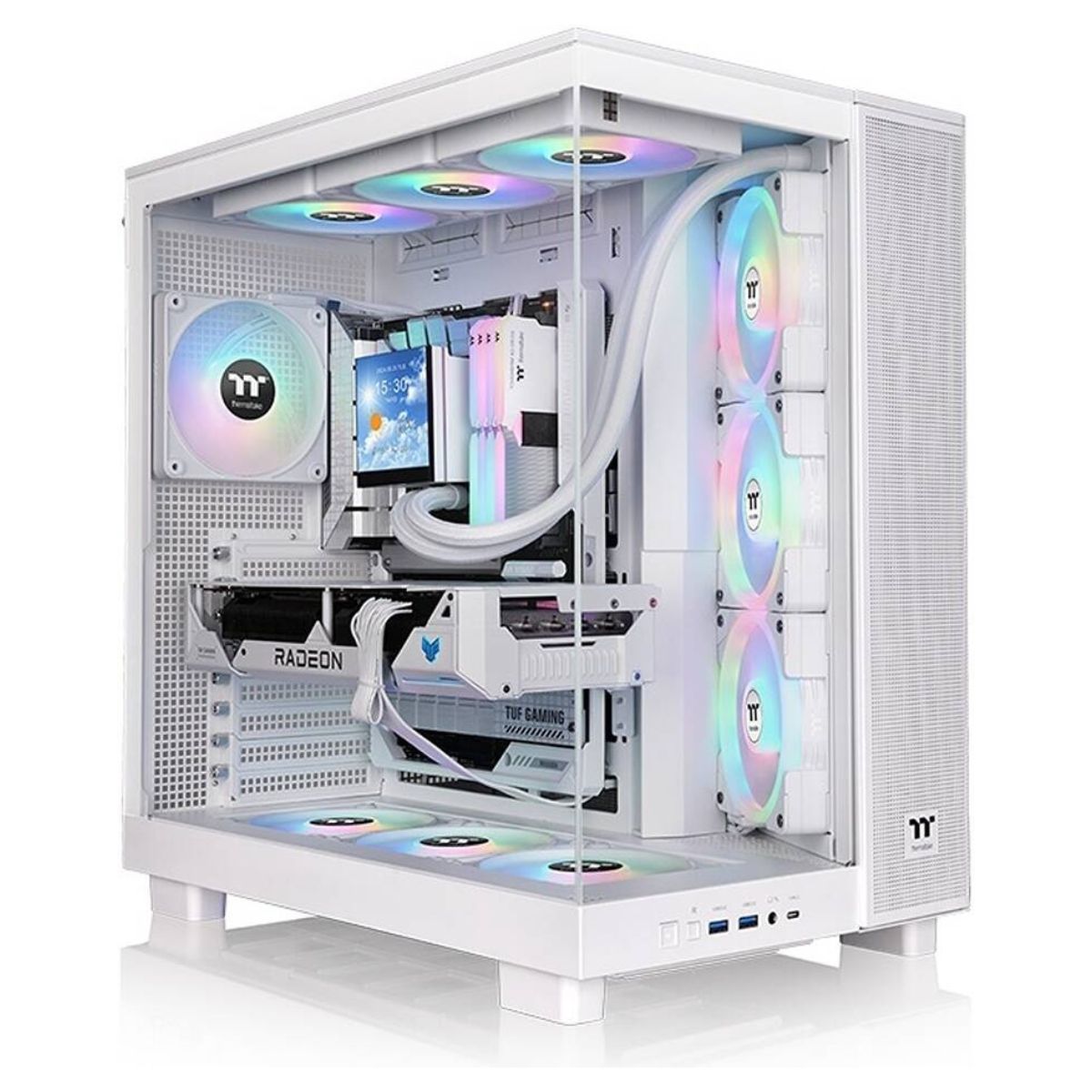 Thermaltake View 380 XL TG ARGB Mid Tower PC Case, 4x 120mm aRGB Lite Pre-Installed Fans, Up to 360mm Radiator & 10x Fan Support, USB Type-C x1, USB 3.0 x2, HD Audio, White | CA-11E-00M6WN-00