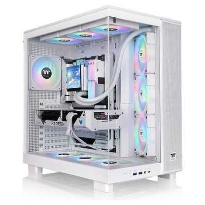 Thermaltake View 380 XL TG ARGB Mid Tower PC Case, 4x 120mm aRGB Lite Pre-Installed Fans, Up to 360mm Radiator & 10x Fan Support, USB Type-C x1, USB 3.0 x2, HD Audio, White | CA-11E-00M6WN-00