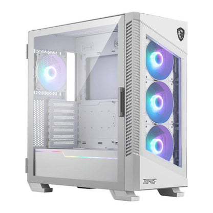 MSI MPG VELOX 100R Mid-Tower ATX Gaming PC White Case, Tempered Glass Front Panel, 4x 120mm ARGB Fans, Support Up to 360mm Radiator, Vertical GPU Mount, Optimized Airflow, Type-C
