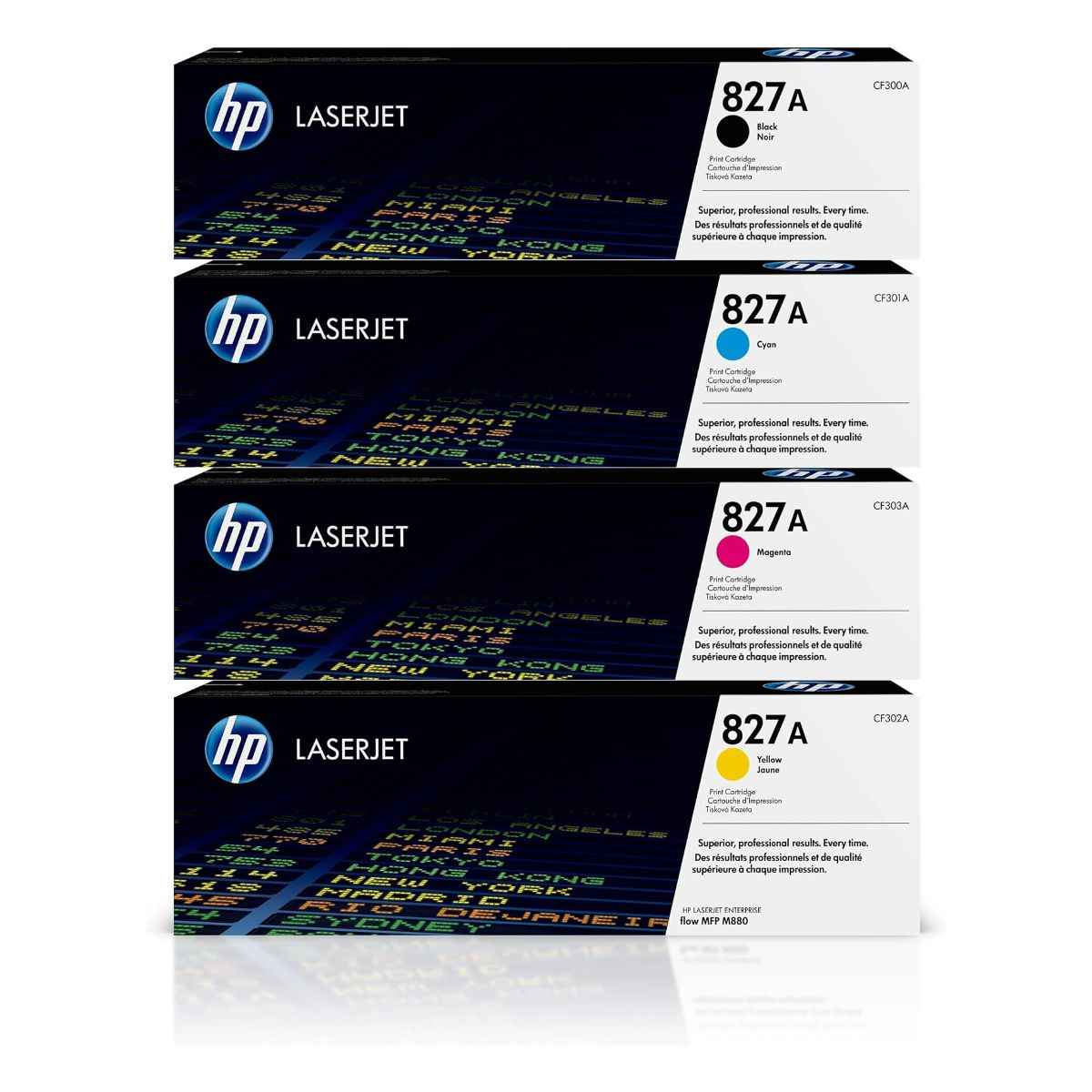 HP 827A Original LaserJet Toner Cartridges | Black, Cyan, Magenta & Yellow | Genuine HP Toner for Color LaserJet Enterprise Printing