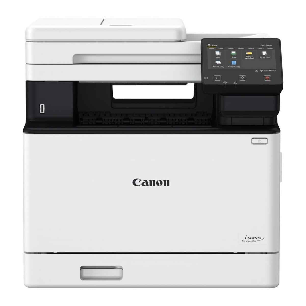 Canon i-SENSYS MF752Cdw Multifunction Colour Laser Printer – Print, Copy, Scan, 33 ppm, 1200 × 1200 dpi, 5” Touch LCD, 50-Sheet ADF, WiFi, White | 752cdw