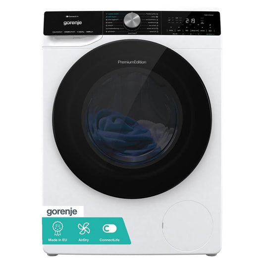 Gorenje WNS1X4ARTWIFI Front Load Washing Machine, 10.5kg Capacity, Inverter PowerDrive Motor, Wi-Fi Smart Control, WaveActive Drum, 1400 RPM, White