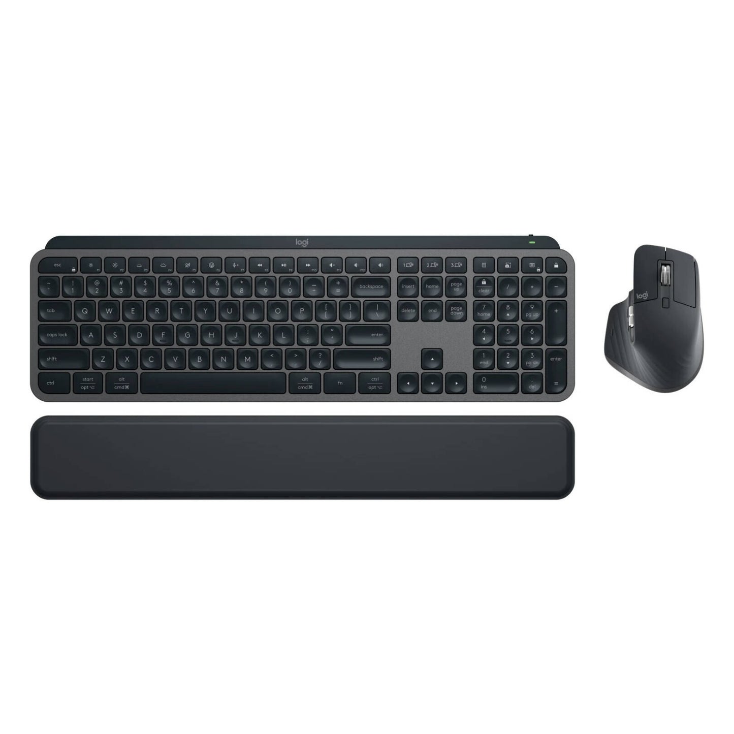 Logitech MX Keys S Combo Performance Wireless Keyboard and Mouse with Palm Rest, Customizable Illumination, Fast Scrolling, Bluetooth, USB C, for Windows, Linux, Chrome, Mac - Graphite (English/Arabic)
