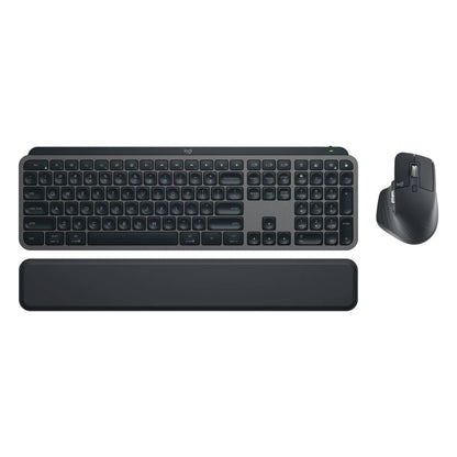 Logitech MX Keys S Combo Performance Wireless Keyboard and Mouse with Palm Rest, Customizable Illumination, Fast Scrolling, Bluetooth, USB C, for Windows, Linux, Chrome, Mac - Graphite (English/Arabic)