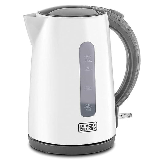 BLACK+DECKER Cordless Electric Kettle, 2200W, 1.7L Capacity, Quick Boiling, Lightweight Design, 360° Swivel Base, Auto Shut-Off, Boil-Dry Protection, Concealed Heating Plate, White - JC70-B5