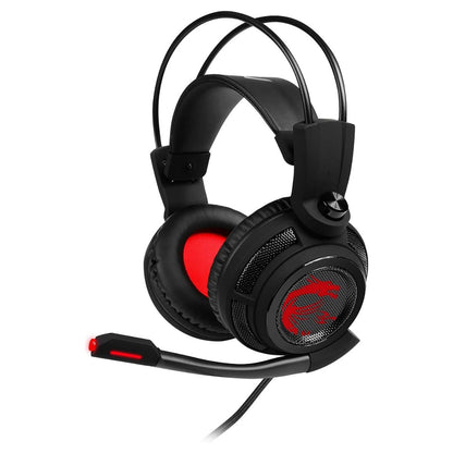 MSI DS502 Enhanced Virtual 7.1 Gaming Headset | 40mm Drivers | Vibration System | LED Lighting | Adjustable Microphone | Black/Red | S37-2100911-SV1