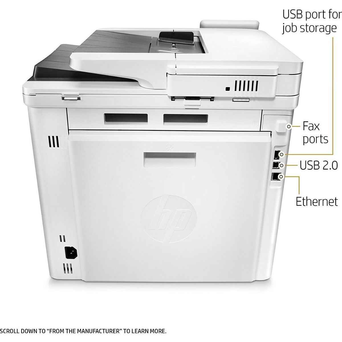 HP M283fdn Color LaserJet Pro MFP, Print speed up to 22 ppm (black & color), Up to 600 x 600 dpi, Up to 50 sheets feeder capacity, Print, copy, scan, fax | 7KW74A