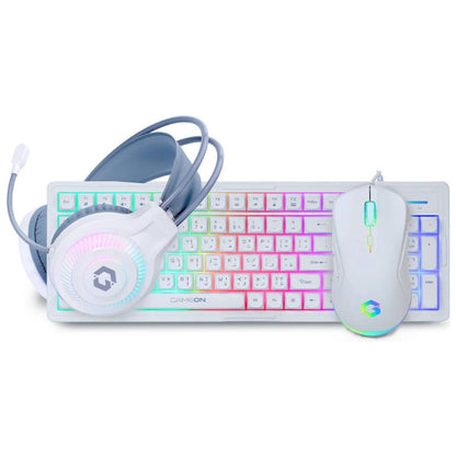 GAMEON GO-CYPHERW-XL-W All-In-One Gaming Combo | Keyboard, Headset, Mouse & Mousepad | 7200 DPI | RGB | USB 2.0 | White | GO-CYPHERW-XL-W