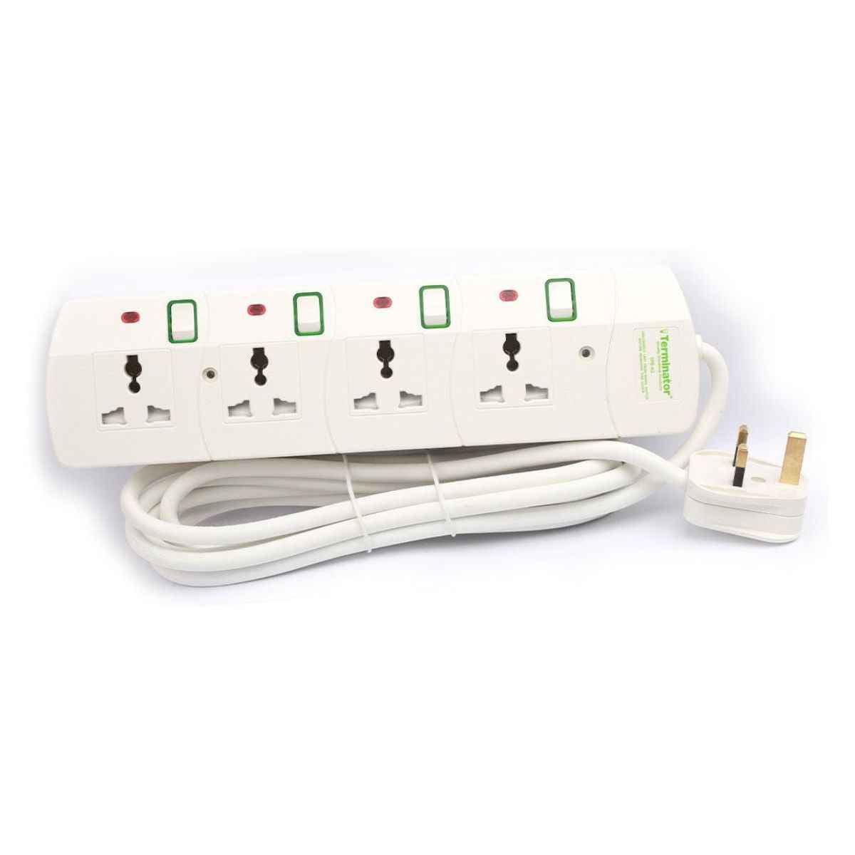 Terminator TPB 4G 4 Way Universal Power Extension Socket With 13A 3M & 5M Cable