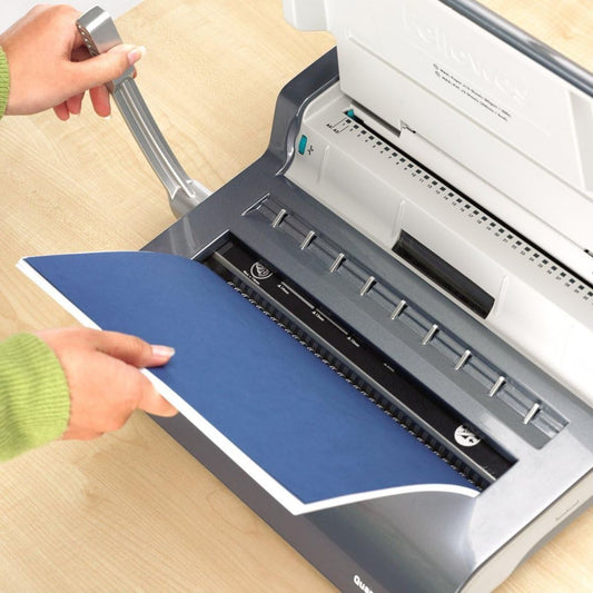 Fellowes Quasar Wire Binding Machine | 15 Sheet Punch Capacity | 130 Sheet Binding Capacity | 14mm Maximum Wire Size | Manual Wire Binder | Grey | 5224101
