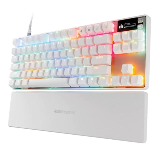 SteelSeries Apex Pro TKL Gen 3 Wireless Gaming Keyboard – White, OmniPoint 3.0, Rapid Trigger, OLED Smart Display