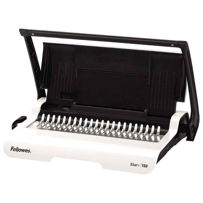Fellowes Star+ Comb Binding Machine | Manual Comb Binder | 150 Sheet Binding Capacity | 15 Sheet Punch Capacity | White/Black | 5006501