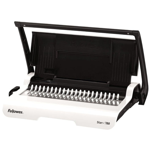 Fellowes Star+ Comb Binding Machine | Manual Comb Binder | 150 Sheet Binding Capacity | 15 Sheet Punch Capacity | White/Black | 5006501