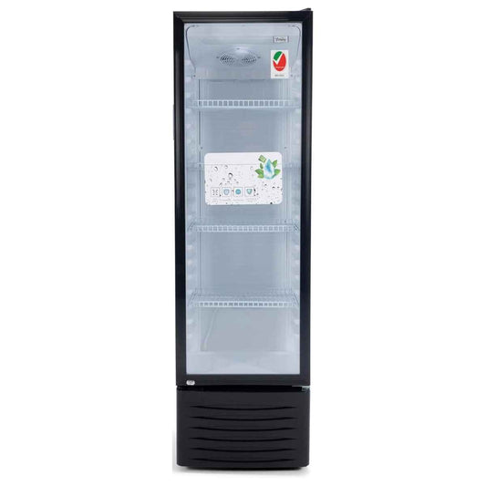Terim TERSC320W 320L Upright Showcase Chiller – Single Door, Black Finish, Cooler for Beverage Display & Storage