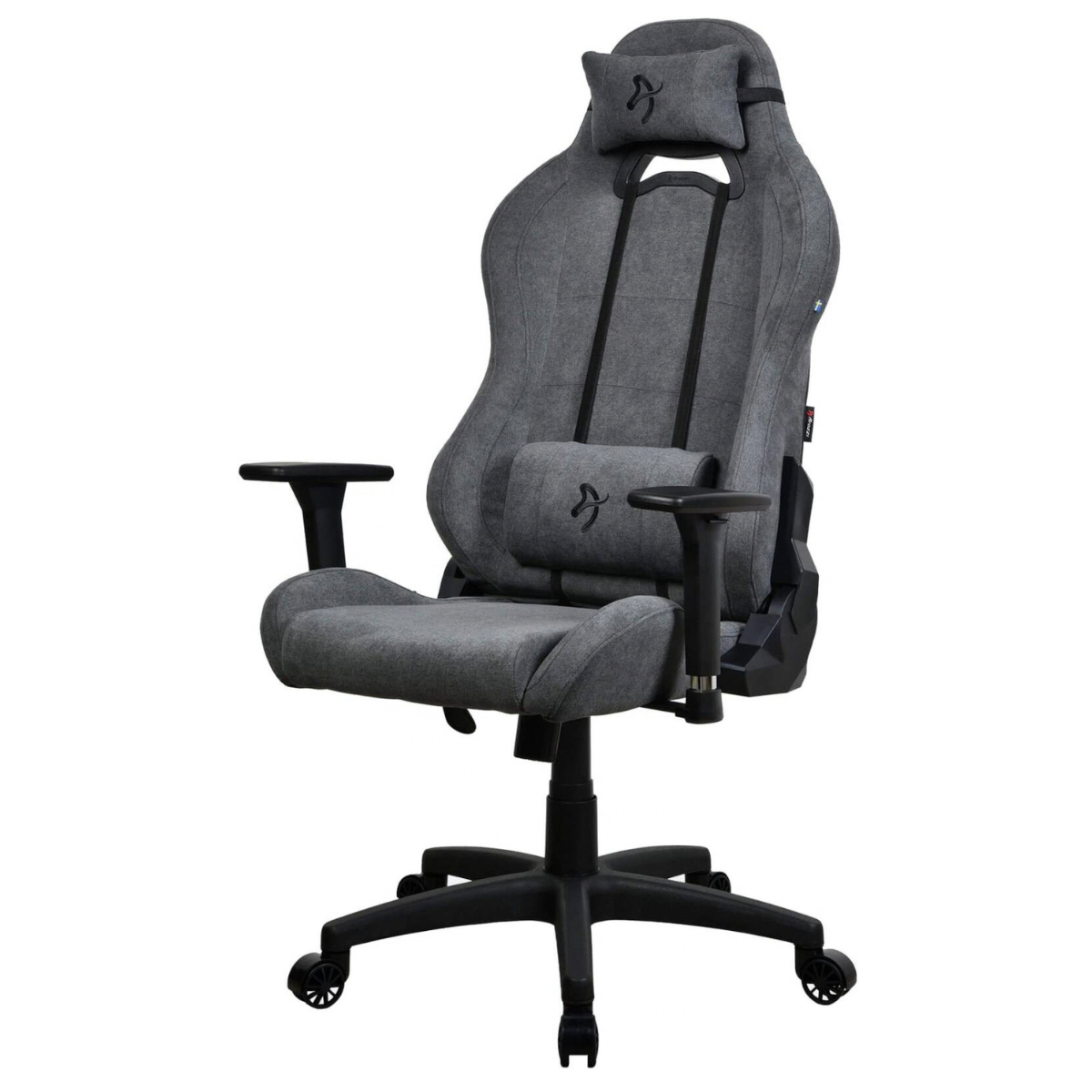 Arozzi Torretta Series Gaming Chair | Soft Fabric Material | 3D Armrests | Adjustable Height &amp; Backrest | Adjustable Lumbar Pillow | Rocking Function | 120kg Capacity | Ash | TORRETTA-SFB-ASH2