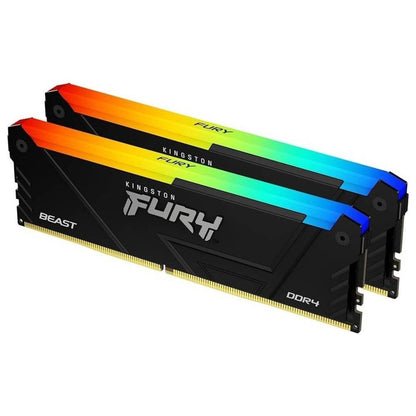 Kingston FURY Beast RGB 32GB DDR4 Desktop Memory Kit | 2×16GB | 3200MT/s | CL16 | RGB Lighting | Intel XMP 2.0 | Black | KF432C16BB2AK2/32 | Open Box