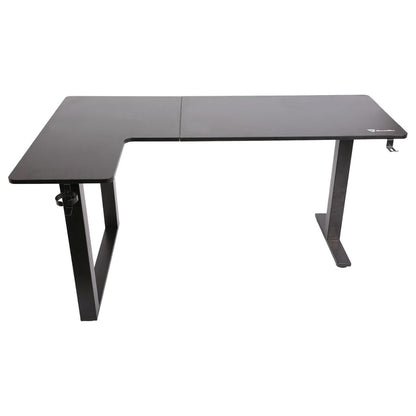 GamerTek Gaming Desk Alpha Pro RGB Flexi Corner Gaming Desk – 160x100cm, Carbon Fiber Texture, L-Shape Design, Black