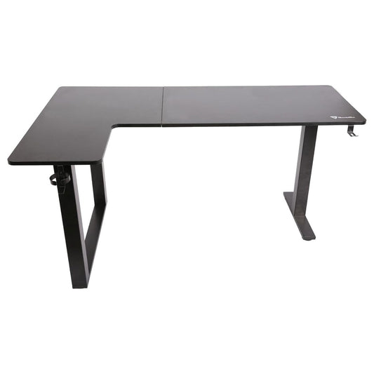 GamerTek Gaming Desk Alpha Pro RGB Flexi Corner Gaming Desk – 160x100cm, Carbon Fiber Texture, L-Shape Design, Black