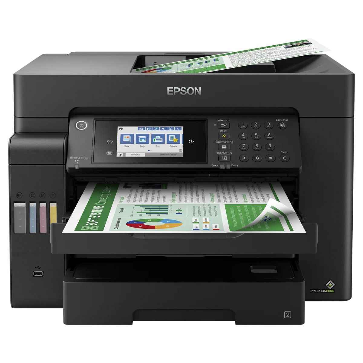 Epson EcoTank L15150 A3 Wi-Fi Duplex AIO Ink Tank Printer, 25 ipm Print Speed, 2400x1200 DPI Scan Resolution, 50 Pages ADF, 250 Sheets Tray Capacity, USB, ETH, WiFi/Wi-Fi Direct, Black | C11CH72403DA