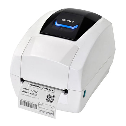 Sbarco T4ES Desktop Thermal Transfer Label Printer, 203 DPI 8 dots/mm Resolution, Up to 5 IPS Print Speed, Moveable Reflective Sensor, Cover Open Sensor, Ribbon Sensor, White | T4ES