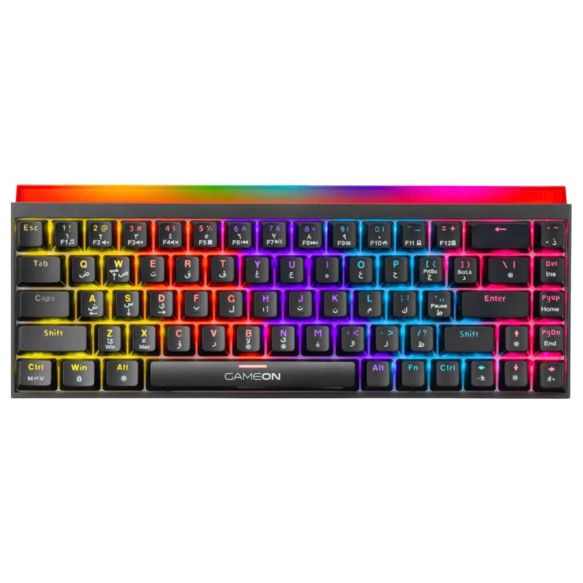 GAMEON GO-MK260-RS PRIMEX 60% Mechanical Gaming Keyboard | 68 Keys | Linear Red Switch | English & Arabic | Dynamic RGB | USB-C | GO-MK260-RS