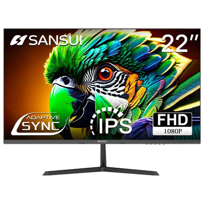 Sansui ES-22X3 22" Full HD IPS Monitor – 75Hz, 14ms, Adaptive Sync, HDMI &amp; VGA (Black)