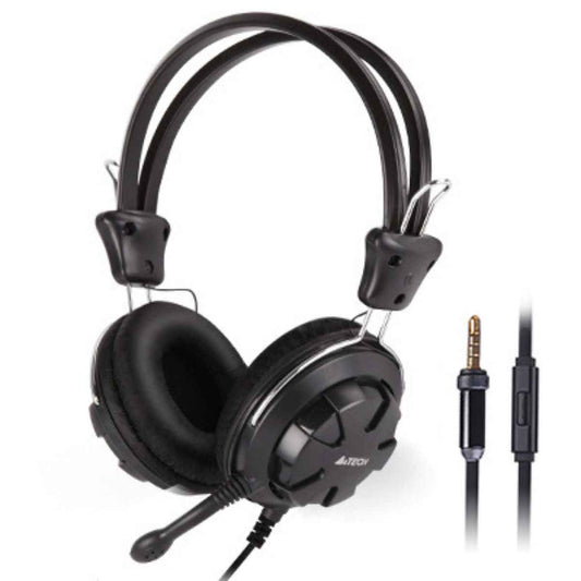 A4Tech HS-28i ComfortFit Stereo Headset – 40mm Driver, Noise Cancelling Mic, 3.5mm Jack, Black
