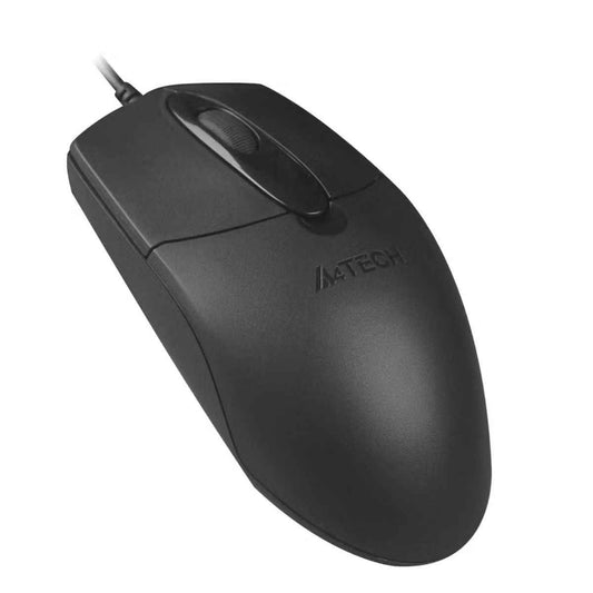 A4Tech OP720S Silent Click Wired Mouse – 1200 DPI, 4-Way Scroll, Dust-Resistant Wheel, Black