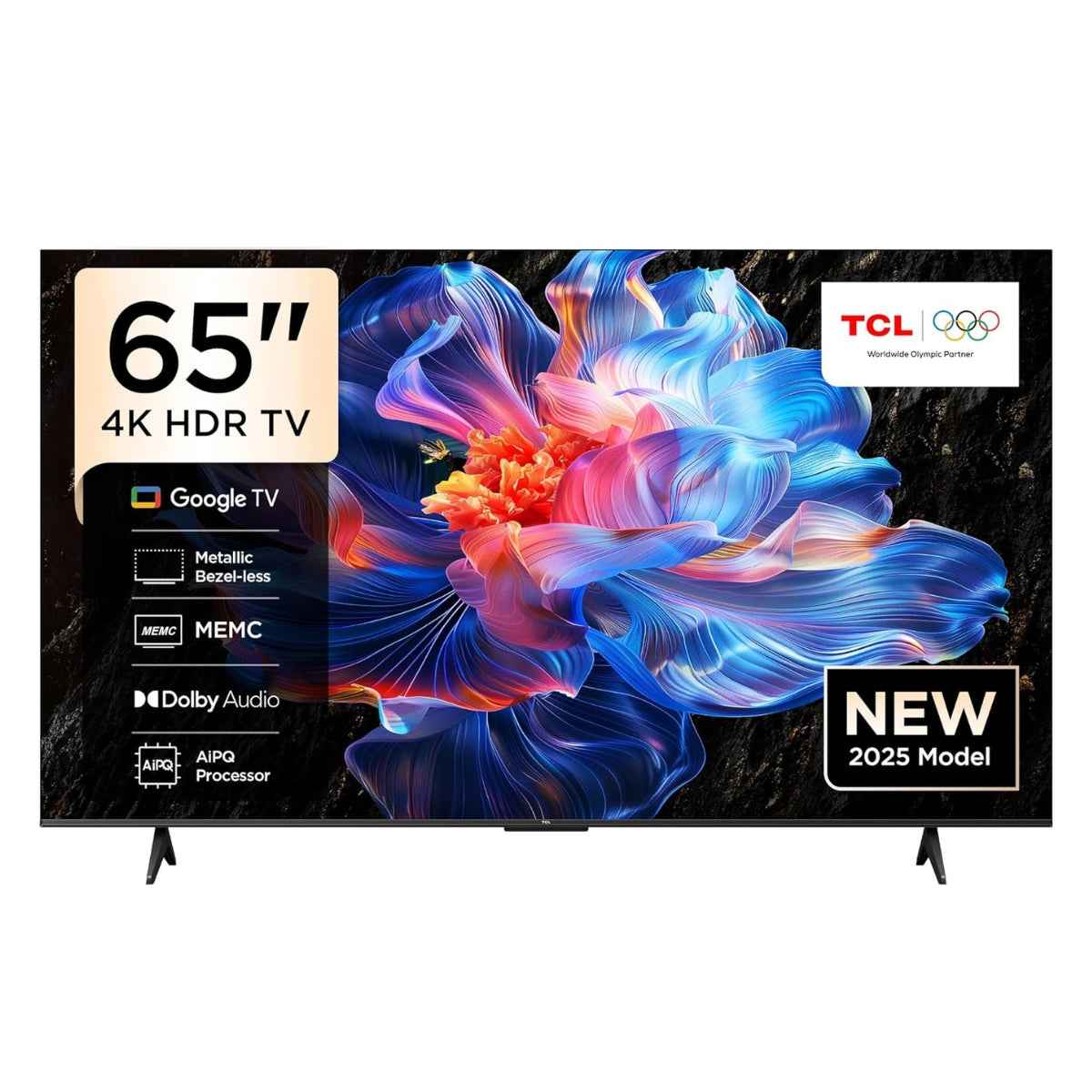 TCL 65-Inch LED 4K UHD Smart TV – Google TV, HDR10, AiPQ Processor, Dolby Audio, MEMC, HDMI 2.1, Bluetooth 5.2, WiFi 5, Bezel-less Design | 65P6K (2025 Model)