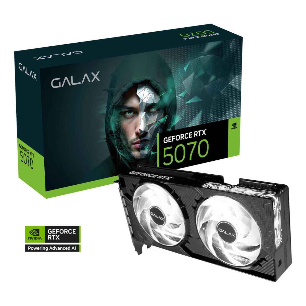 GALAX GeForce RTX 5070 1-Click OC Graphics Card, 12GB GDDR7, 192-Bit Memory, 2527MHz Boost Clock, PCIe 5.0 | 57NON7MDBROC
